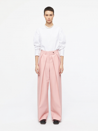 Draped trousers with pleats