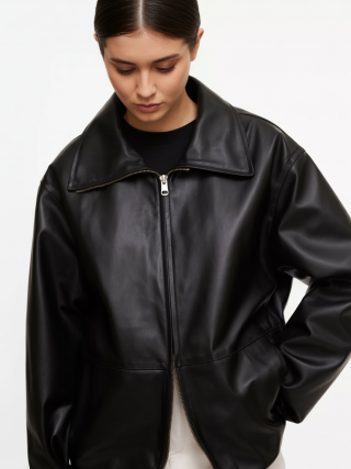 Leather Jacket with Stand-Up Collar – LUXUS