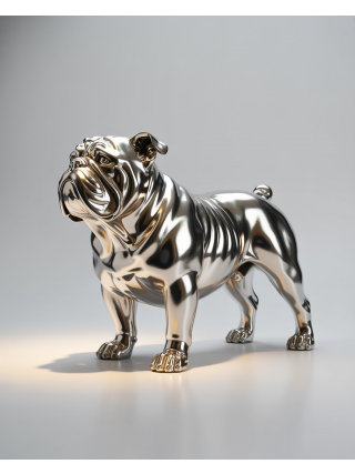 Silver English Bulldog Figurine