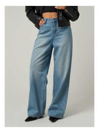 Blue Wide Leg Jeans by LUXUS